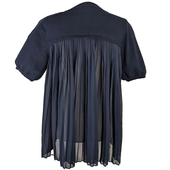 Adrianna Papell Navy Blue Women's MED Fine Knit Sweater Sheer Chiffon Back - Picture 1 of 8